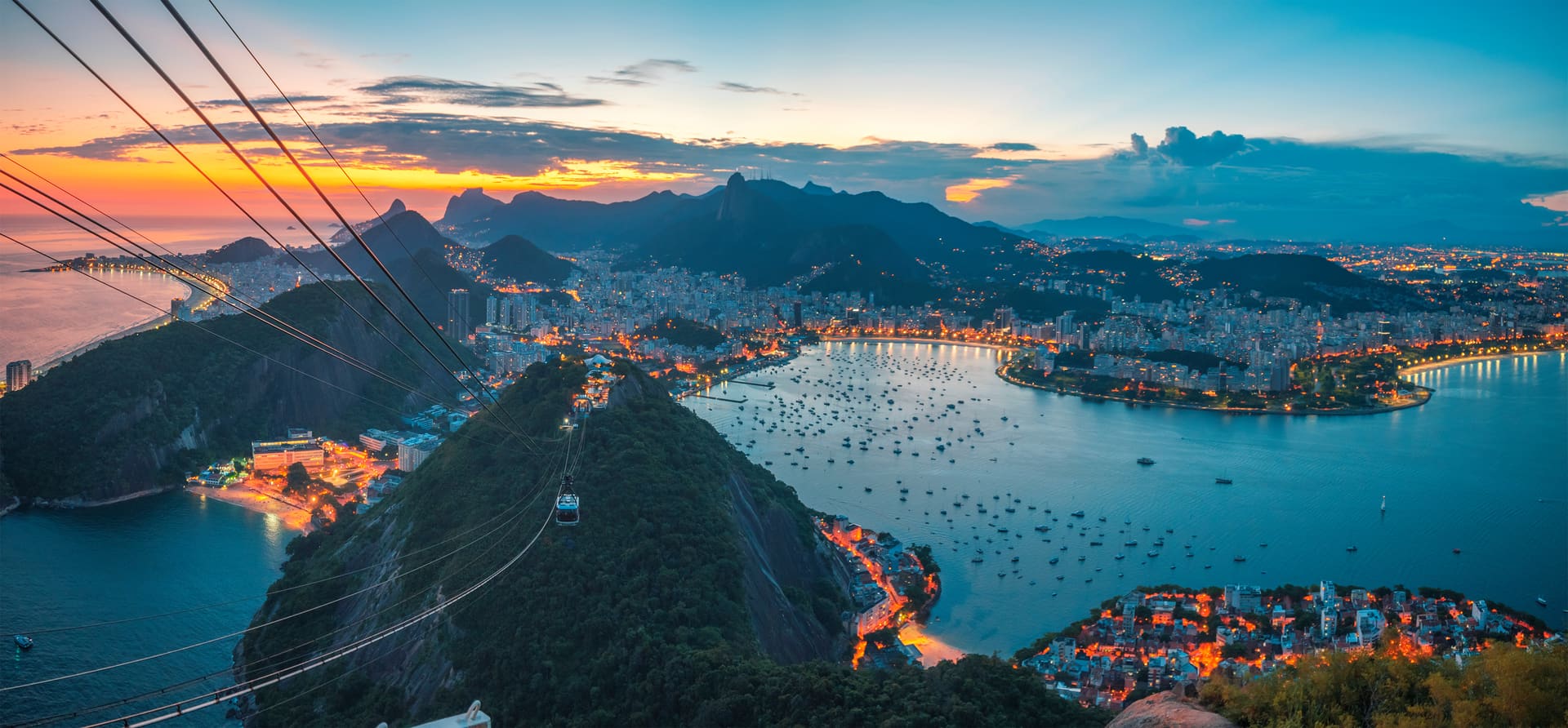 Vista clássica do Rio de Janeiro durante um voo panorâmico
